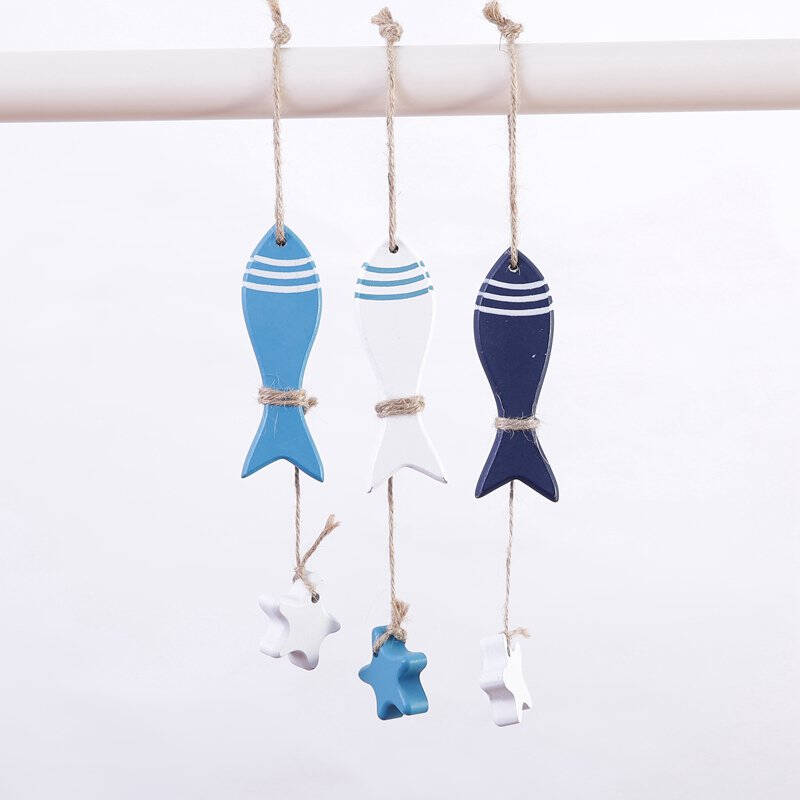 梦曼森 地中海风格渔网装饰挂件 创意家居小海星铁锚鱼串救生圈装饰