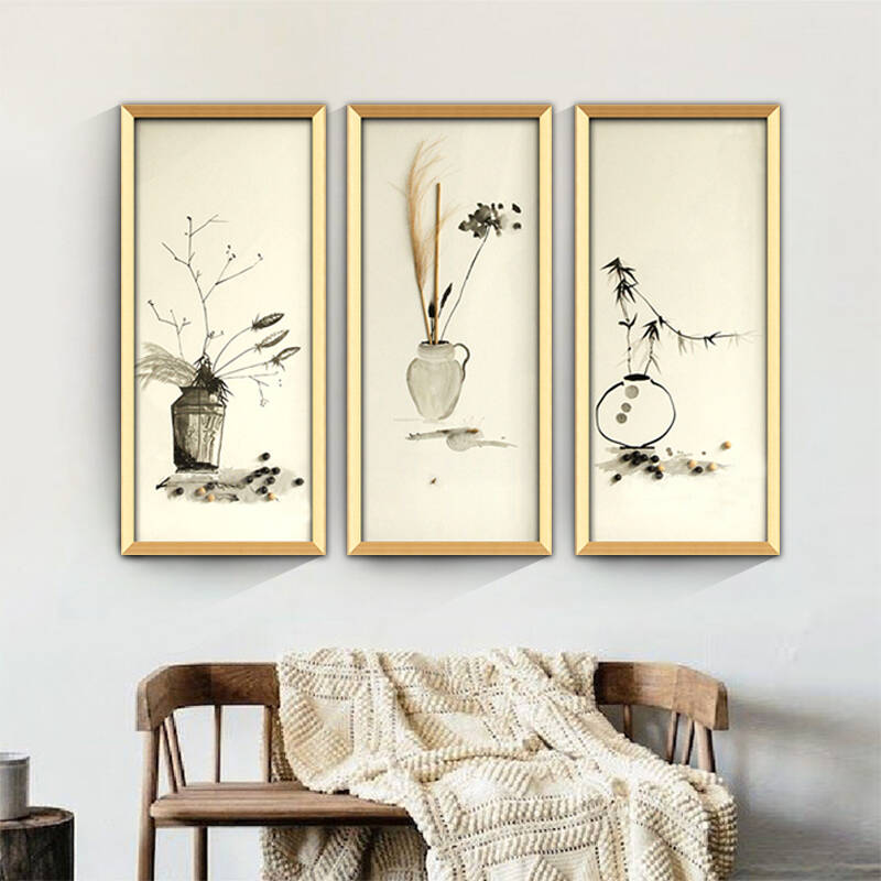 一若新中式装饰画 禅意客厅沙发背景墙挂画竖版玄关走廊有框画 静逸2