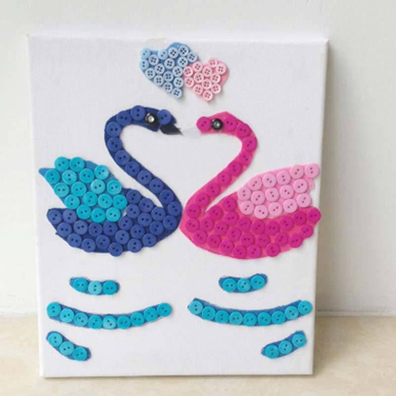 儿童节礼物幼儿手工diy材料包纽扣子画手工粘贴画 帆船