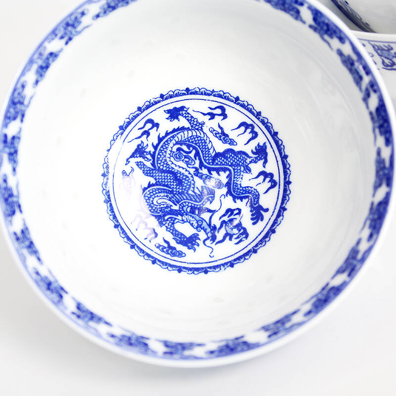 青之韵 景德镇陶瓷碗10头青花玲珑碗套装青花瓷碗 4.