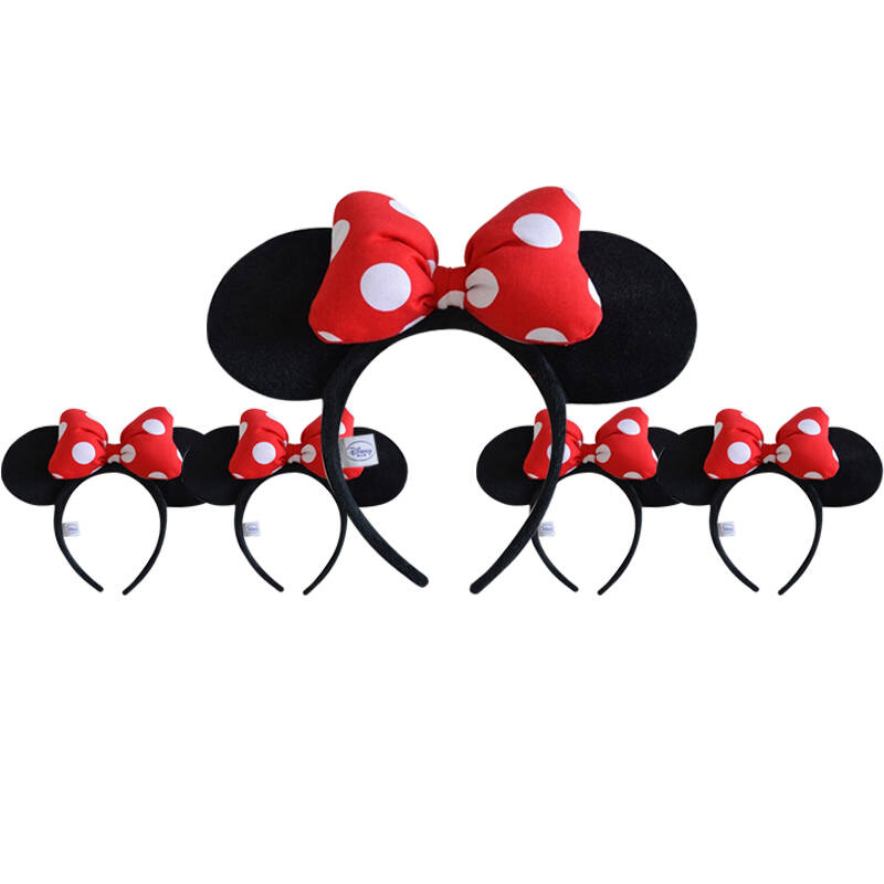 迪士尼(disney)米老鼠头箍米妮 毛绒玩具 红底白点蝴蝶结发箍头饰好友