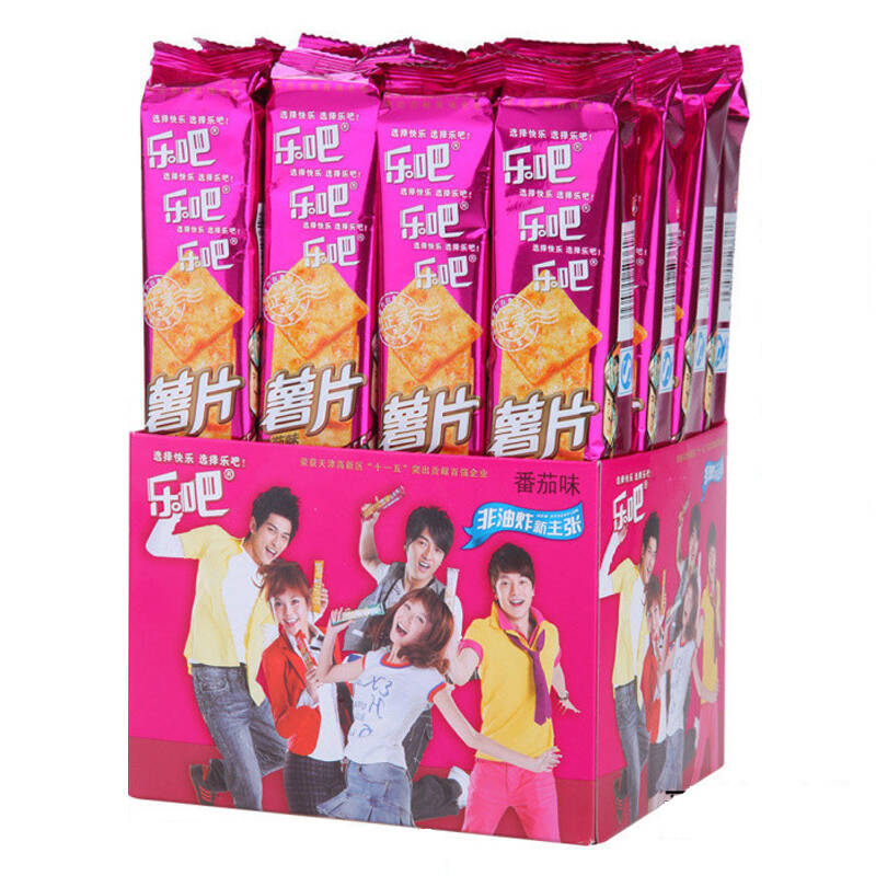 乐吧薯片 非油炸休闲零食小吃 10种口味 50g*16根整盒 番茄味