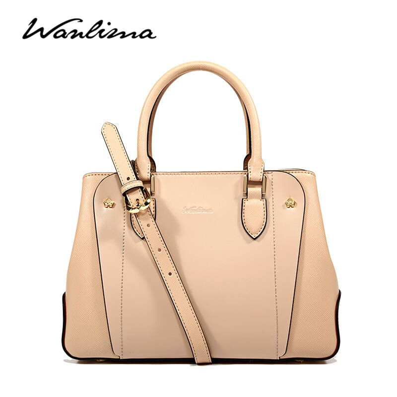 万里马(wanlima)2016新款牛皮时尚女包单肩手提包 嫩裸粉