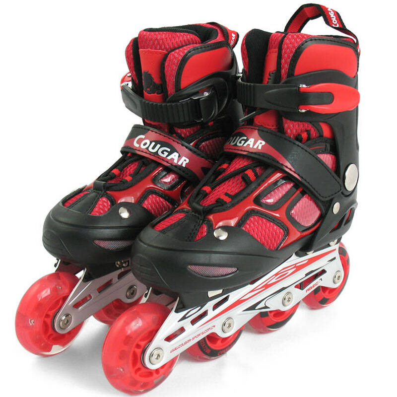 美洲狮cougar l溜冰鞋可调儿童女童成年成人835lsg带闪光轮滑鞋旱冰鞋