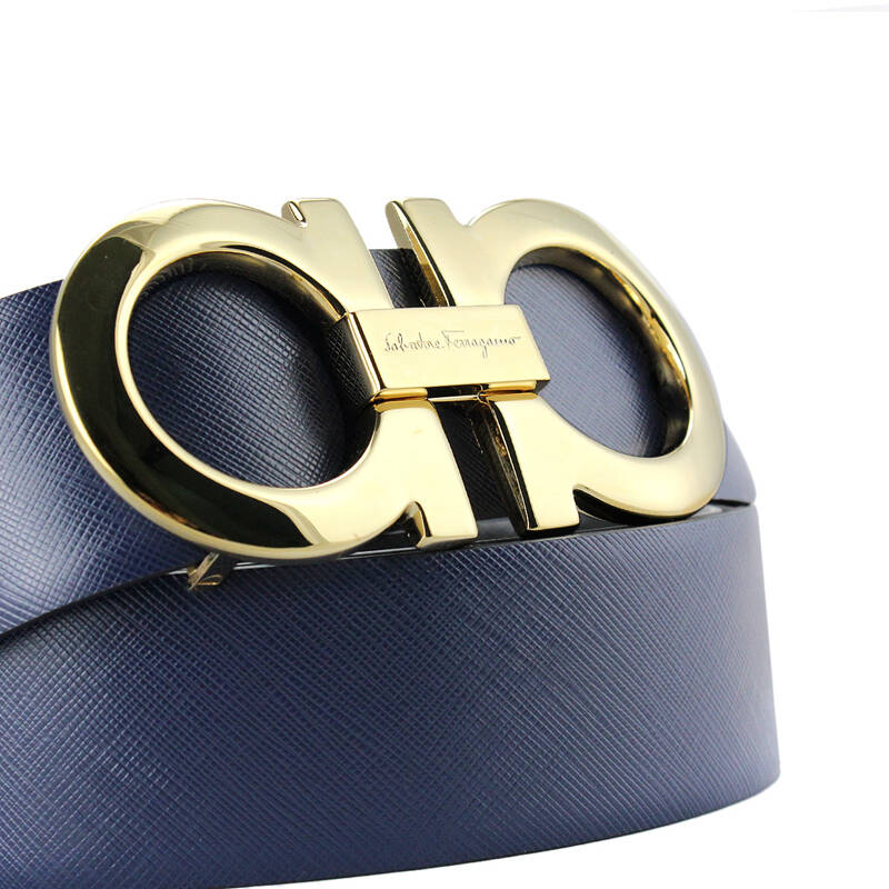 菲拉格慕 ferragamo 女士深蓝色牛皮板扣式腰带皮带237601 560922 ey
