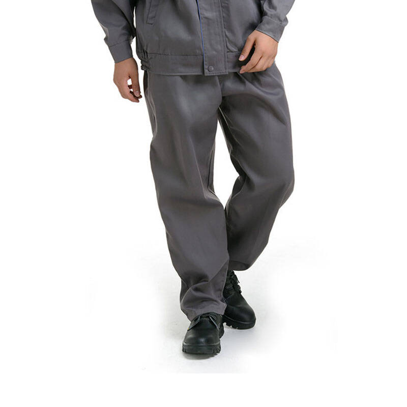 铁灰蓝边耐磨工作服套装厂服车间汽修服装劳保工作服 浅灰色 165