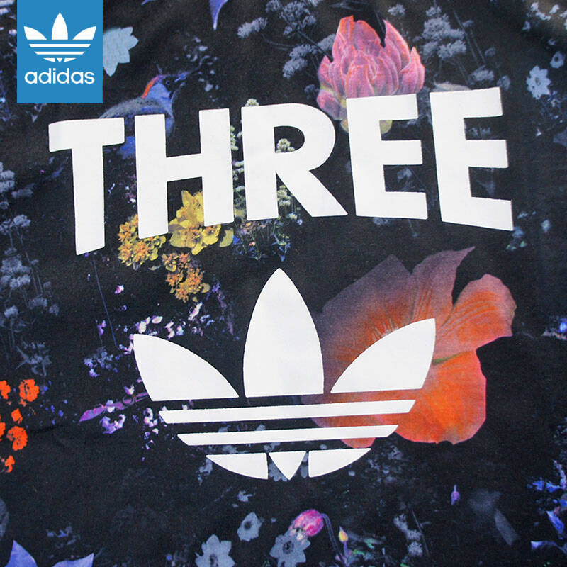 adidas 三叶草男童时尚印花t恤 阿迪达斯2016夏款大童