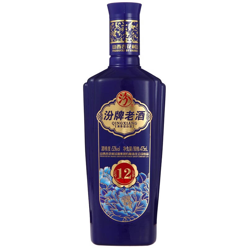 【京东超市】汾酒 汾牌老酒12陈酿(蓝瓶) 52度 475ml