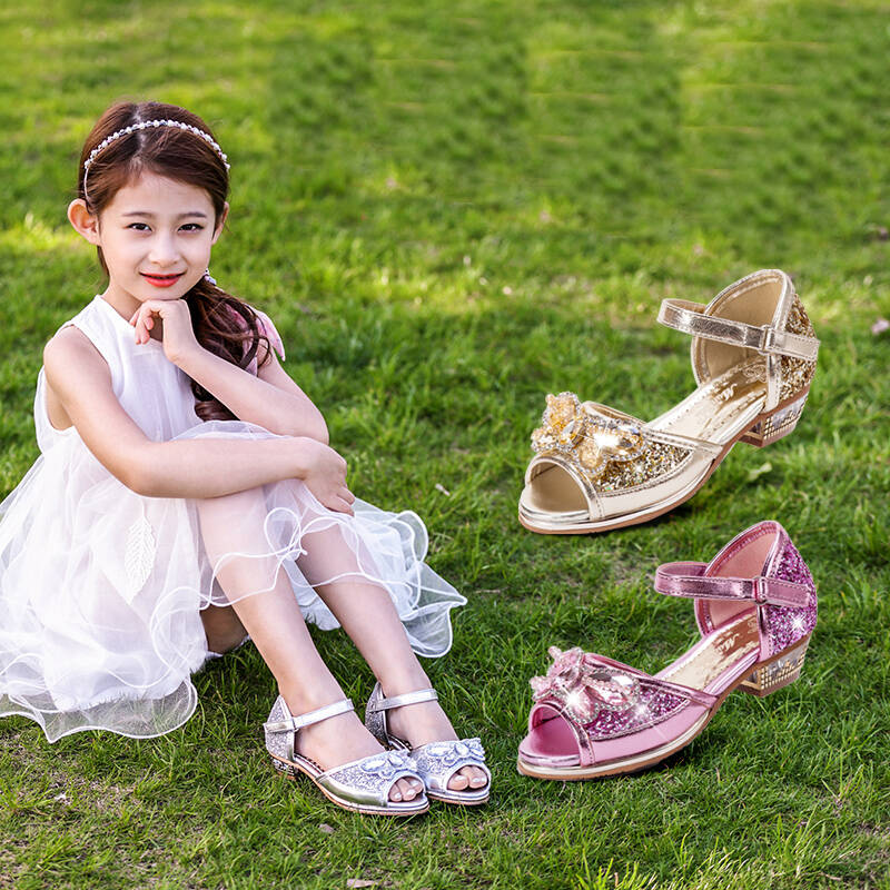 木木兔儿童凉鞋夏季新款韩版女童鞋时尚女孩公主鞋宝宝高跟水晶鞋