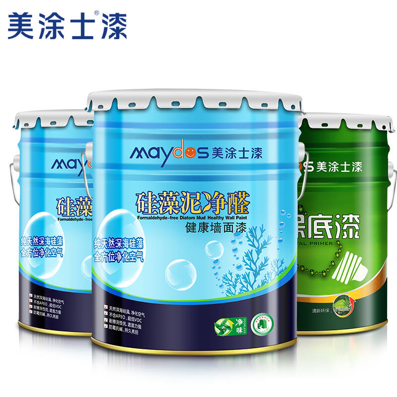 美涂士乳胶漆 硅藻泥抗甲醛内墙面漆 天然环保净味油漆涂料套装64kg