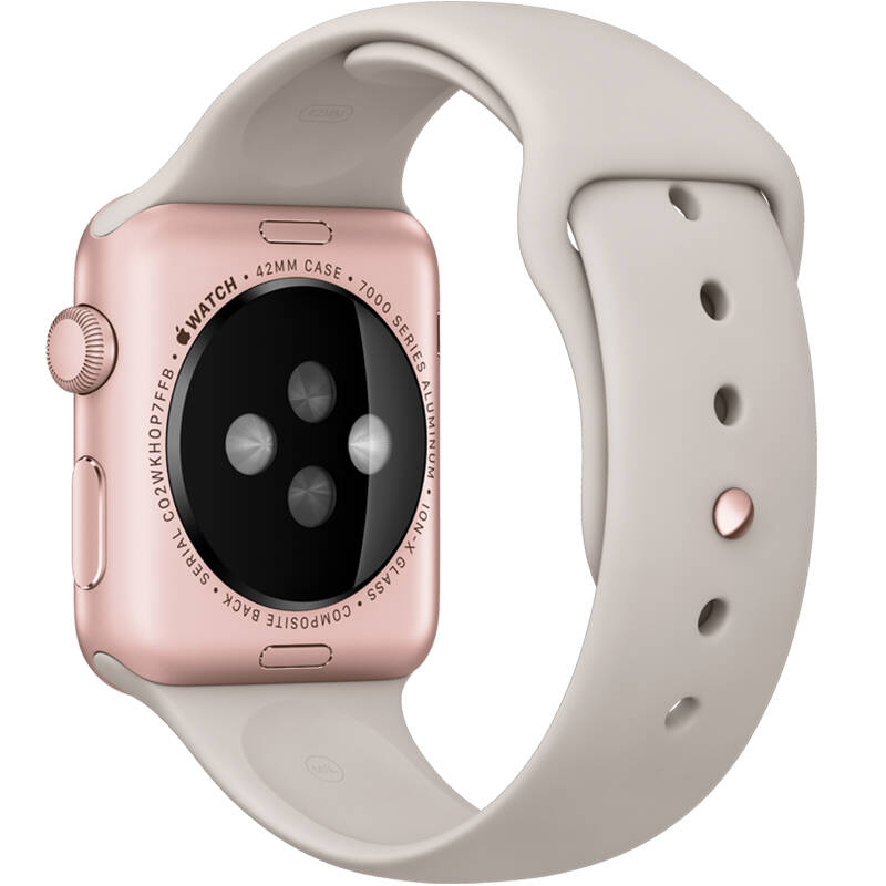 apple watch sport 智能手表(42毫米玫瑰金色铝金属表壳搭配岩石色