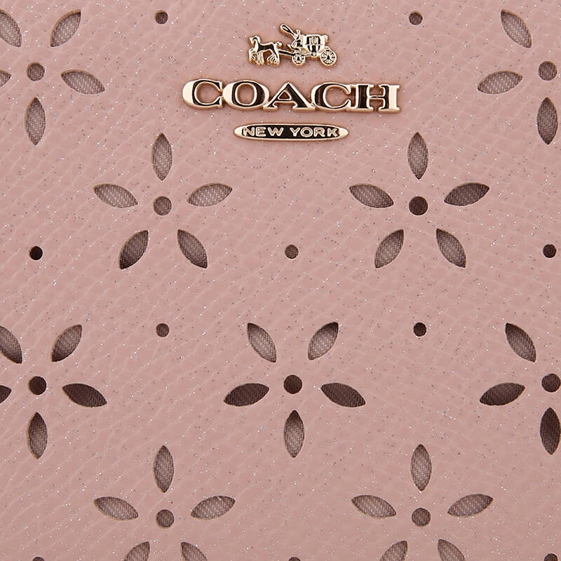 coach 蔻驰 女款浅粉色牛皮镂空长款钱包 53868-imf99(f53868-imf99)