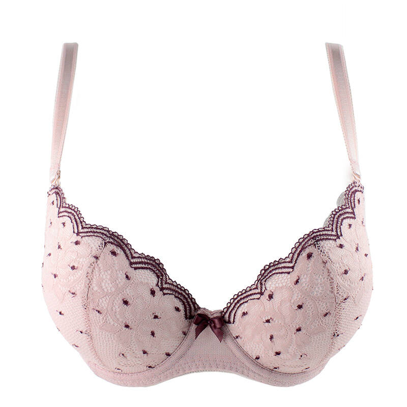 安莉芳女士内衣 性感蕾丝v型3/4厚杯舒适少女文胸 小胸聚拢调整型波点
