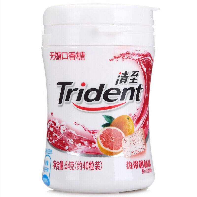 【京东超市】清至 trident 无糖口香糖热带橙柚味54g