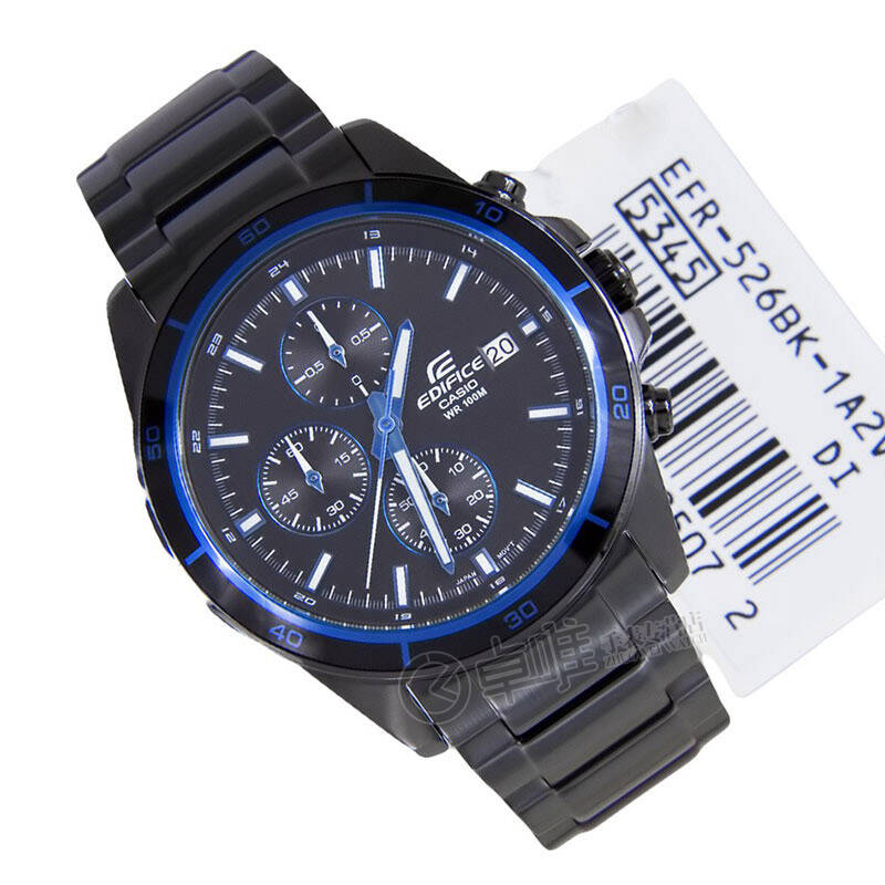 卡西欧(casio)edifice系列经典三眼魅力型男表 黑盘钢带efr-526bk-1a2
