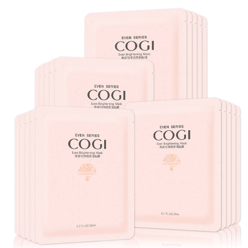 高姿cogi 匀净透亮补水保湿面膜25片装(匀净透亮面贴膜20ml*25)护肤
