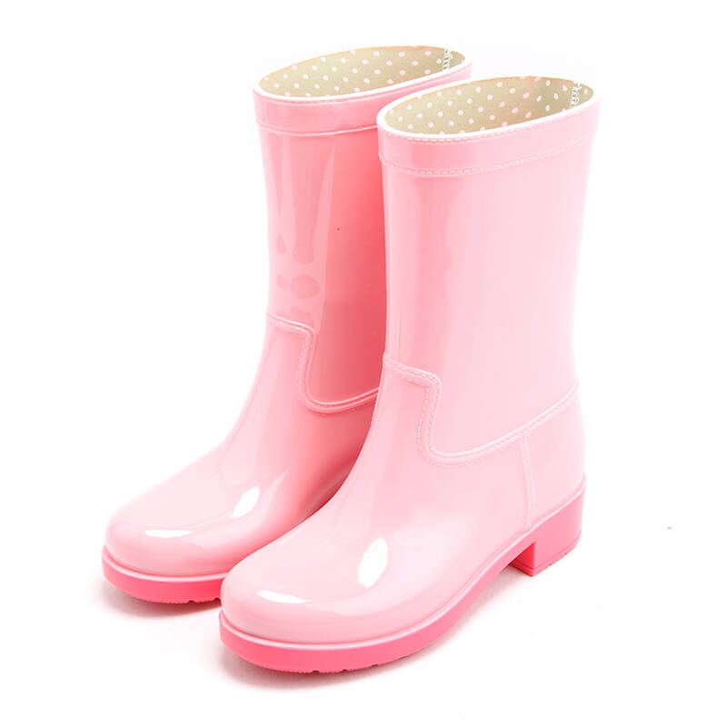 dripdrop时尚雨鞋女式中筒防水雨靴胶鞋套鞋 粉红色 36