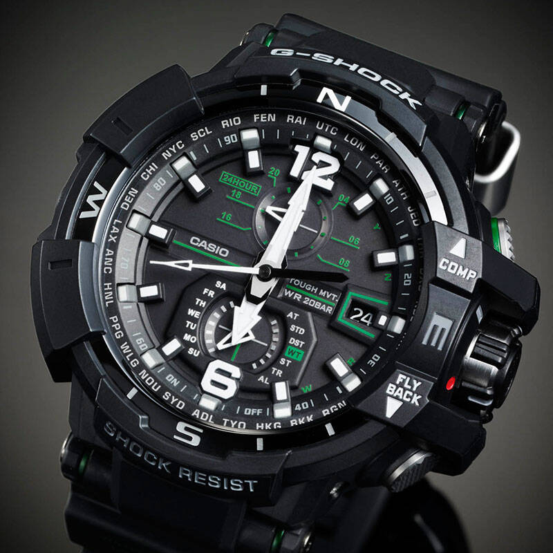 卡西欧(casio)手表 g-shock航空系列太阳能六局电波石英男表 gw-a1100