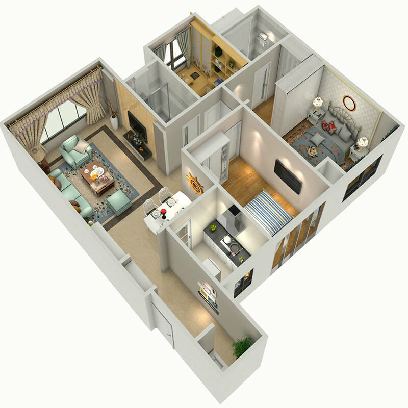 idea house家装 全包装修设计整体家装小户型房子效果图监理室内水电
