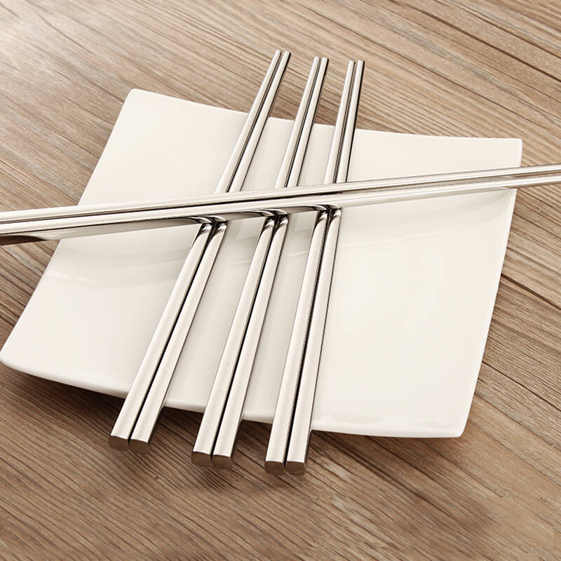 家佰利 韩国304不锈钢筷子套装家用餐具方形长防滑优质10双装