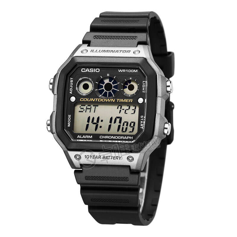 卡西欧(casio)男表 运动男士手表 黑盘黑色橡胶带ae-1300wh-8a