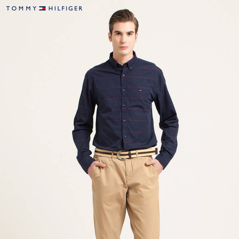 tommy hilfiger 条纹休闲长袖衬衫(纽约版) | 0887862752kw 416藏青