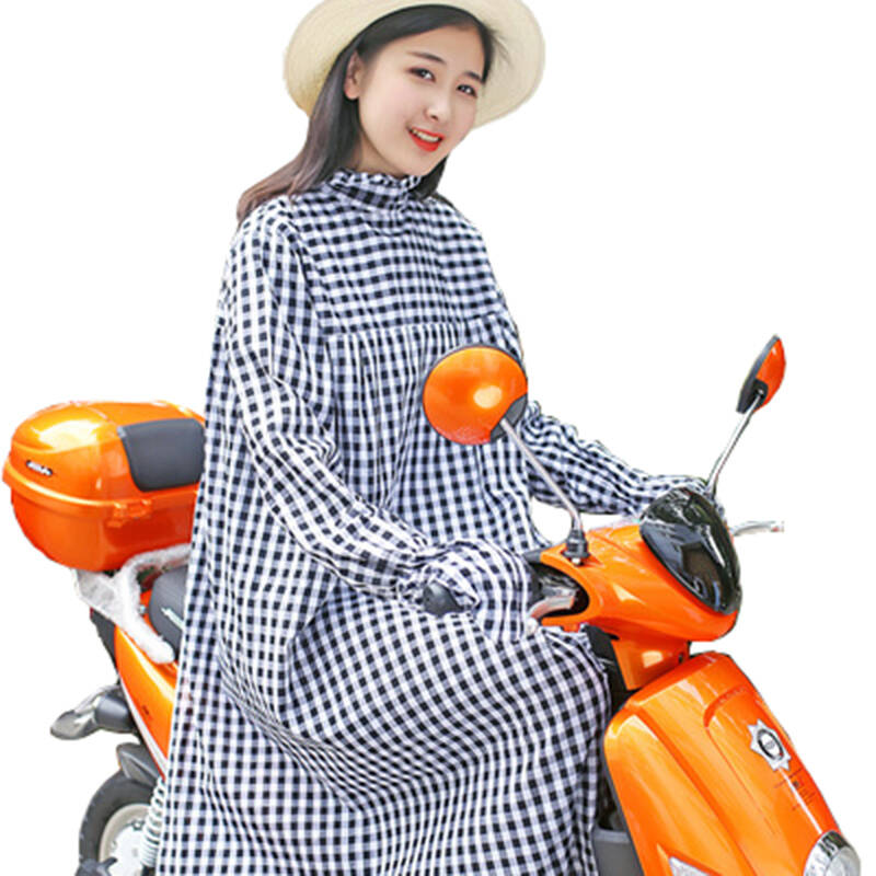 御目 电动车防晒衣女 夏季长袖遮阳服骑车电瓶车防晒披肩防走光 黑白