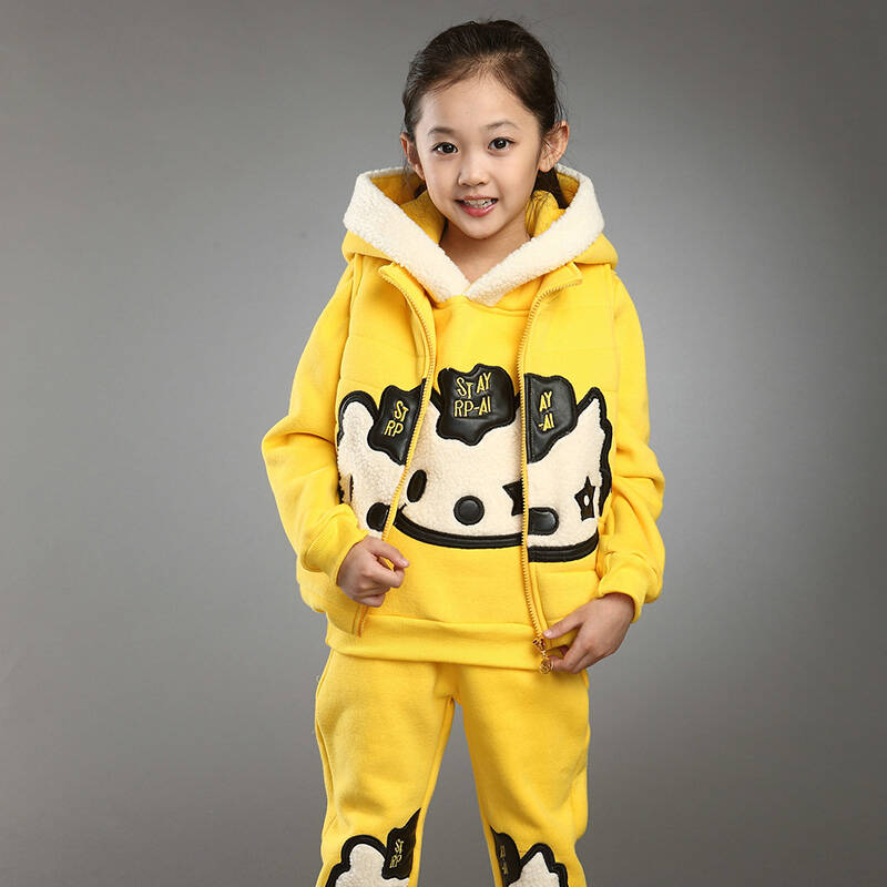 童装女童冬装2014新款韩版儿童运动卫衣三件套装小孩衣服潮反季秋