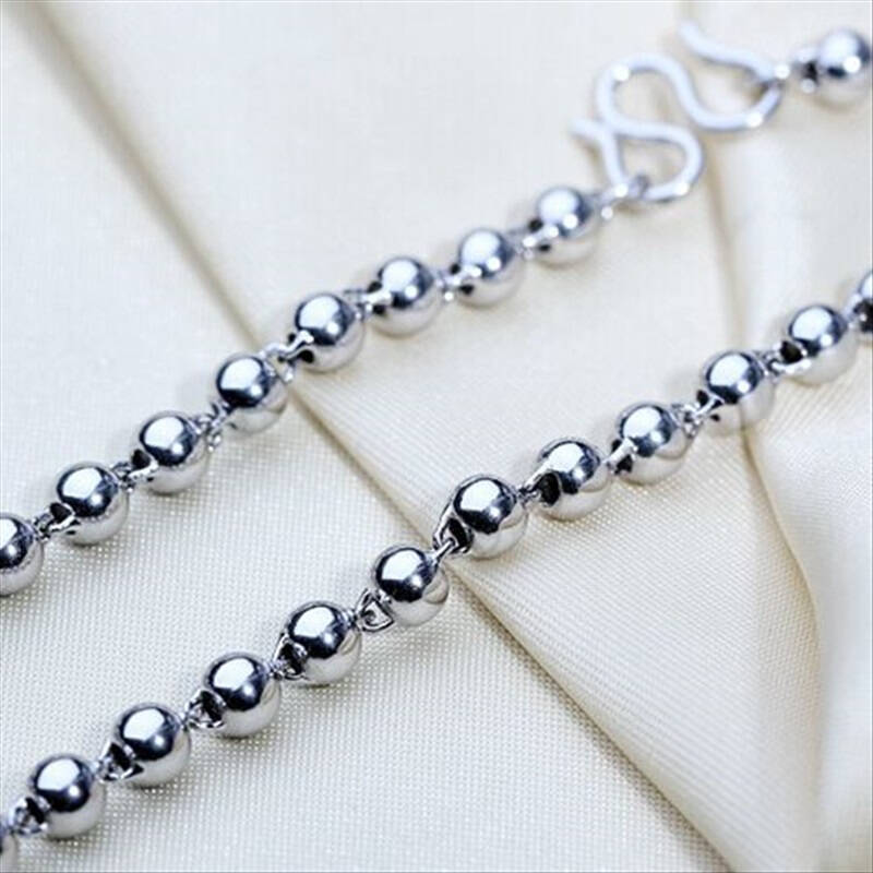 铂金男士项链 pt950光面圆珠项链 铂金项链男女款 佛珠白金项链 54