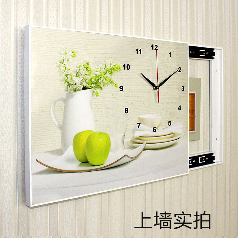美斯凯 电表箱装饰画可推拉客厅配电箱遮挡有框画挂钟 现代时尚简约墙