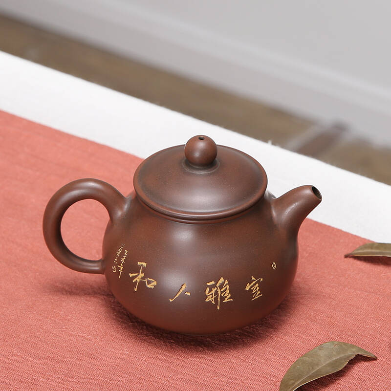 此时此刻 广西钦州坭兴陶茶壶名家纯手工雕刻窑变壶 非紫砂壶茶器茶具