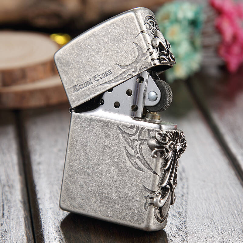 zippo打火机古银侧面圣天使十字架