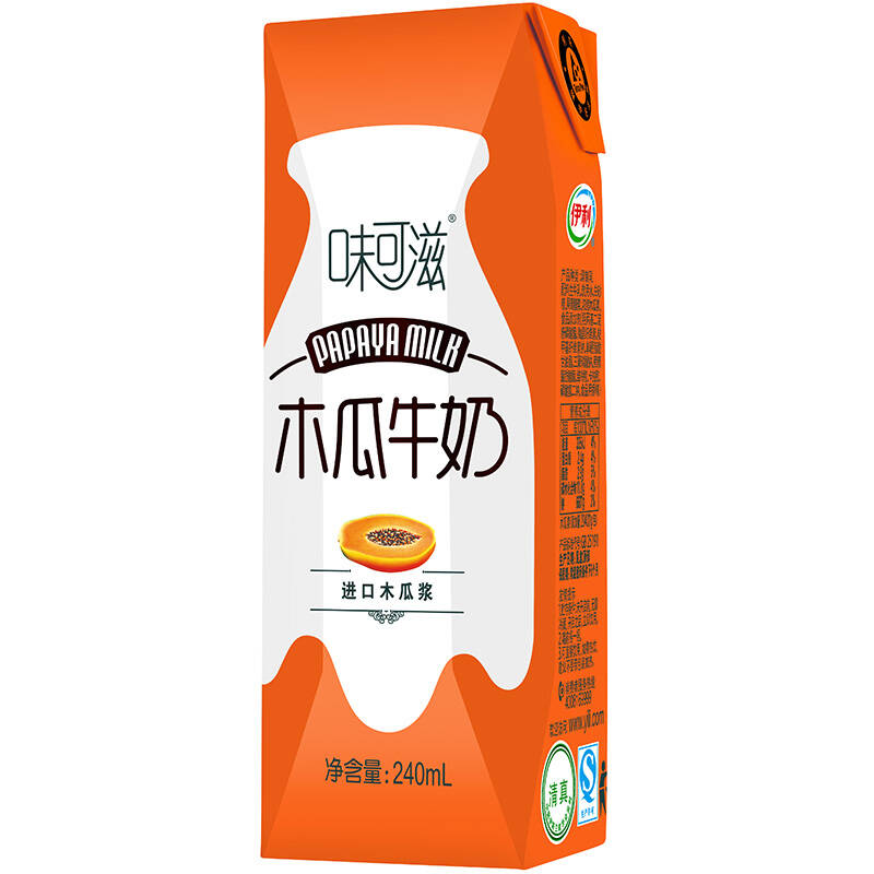 【京东超市】伊利 味可滋木瓜牛奶240ml*12盒/礼盒装