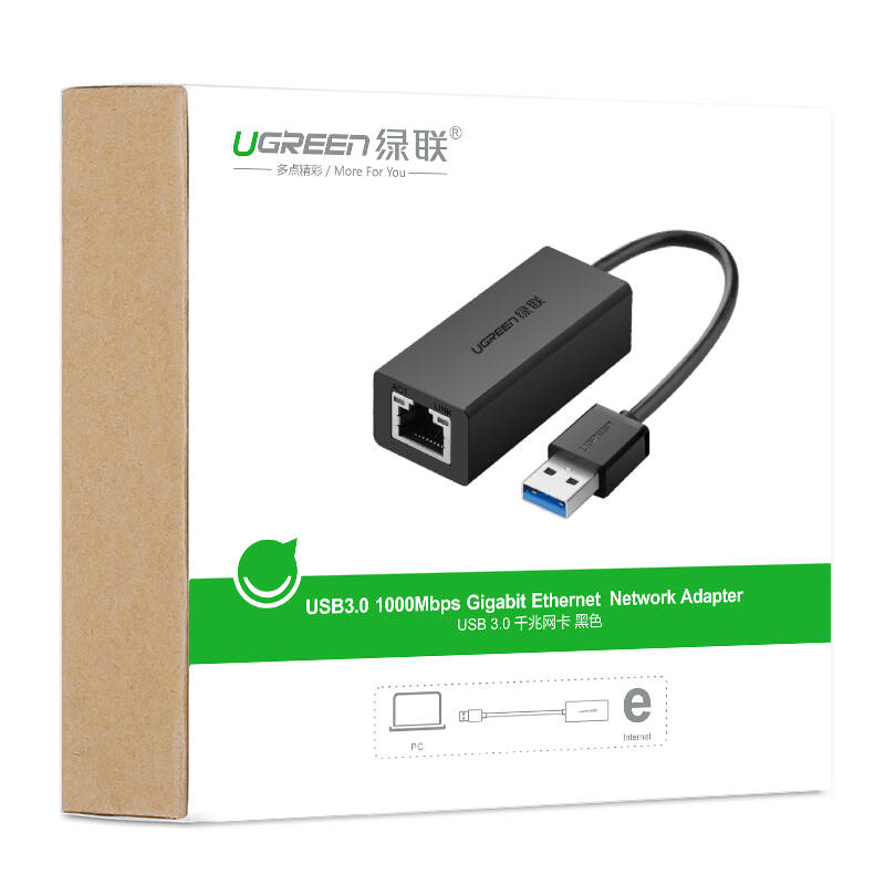 绿联usb30千兆有线网卡转rj45网线接口转换器适用苹果华为笔记本