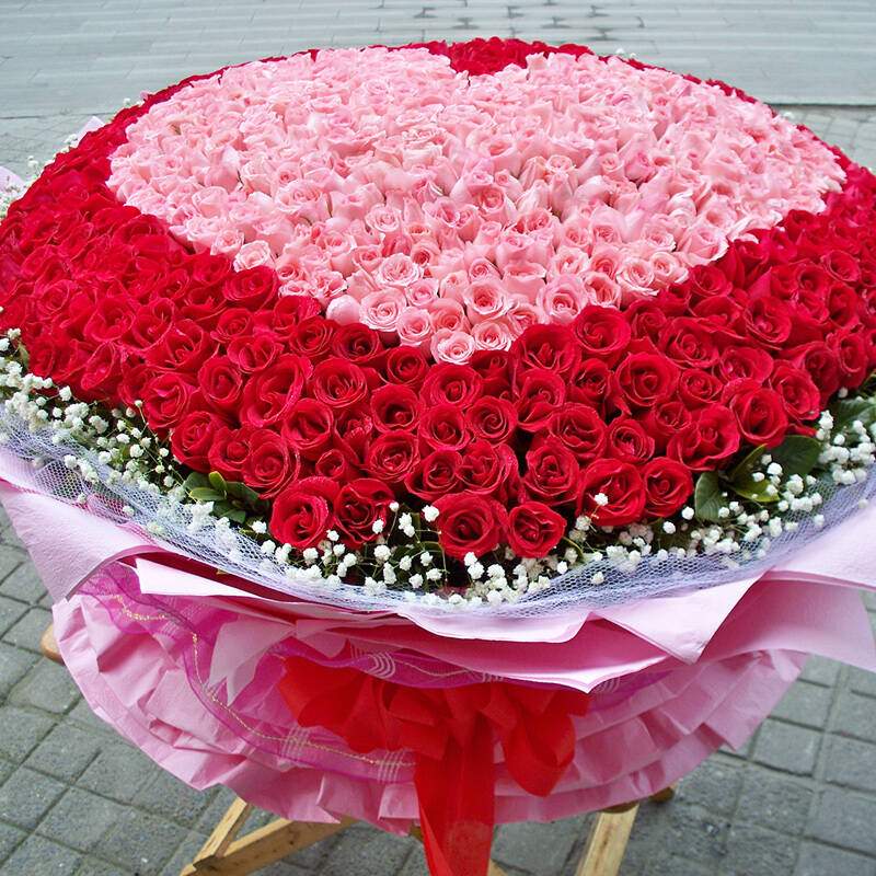 钟爱999朵520朵365朵玫瑰花 鲜花速递求婚表白礼物 999红粉玫瑰a