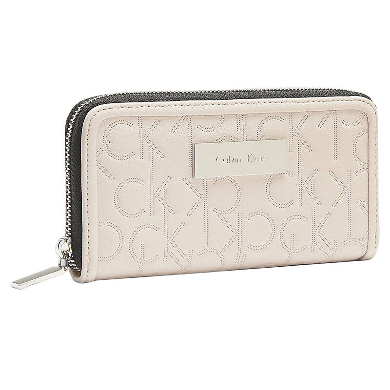 calvin klein/ck 新款 女士logo压花长款拉链钱包 卡包 37305589 米