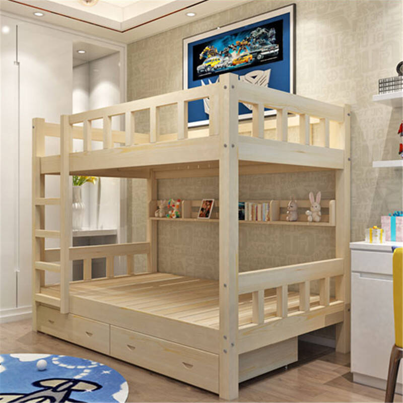 母床双层床宿舍松木上下床 加强型 原木床加书架床垫 床垫单个60尺寸