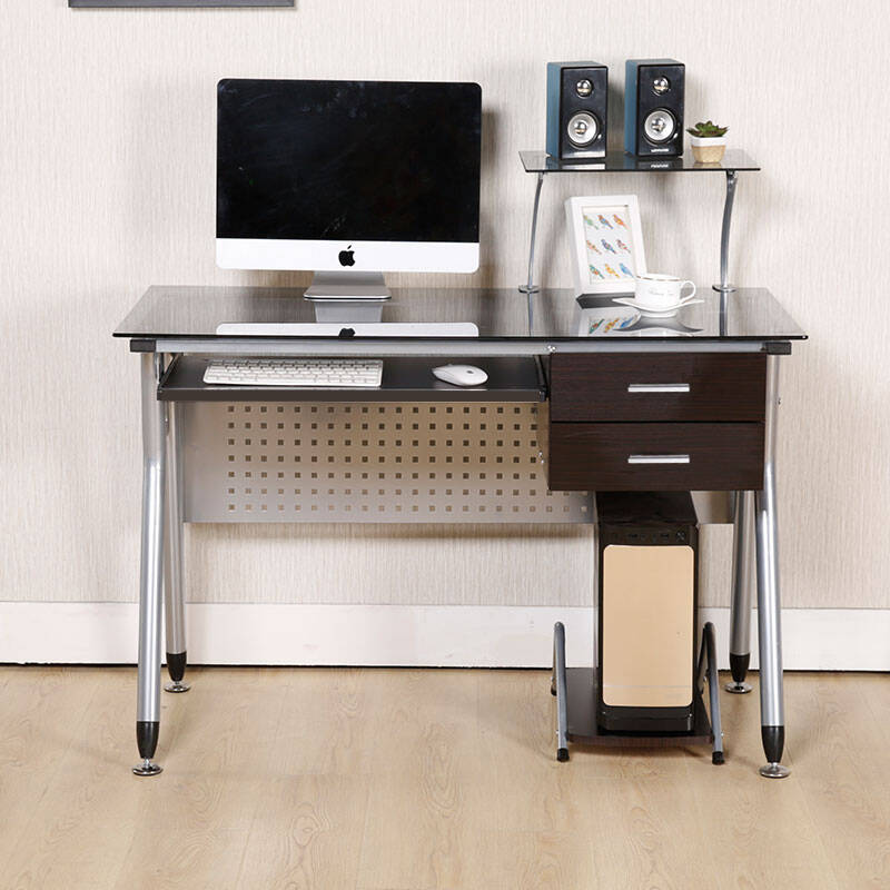 钢化玻璃台式电脑桌木质桌子 笔记本电脑桌桌 办公桌书桌 带可移动小