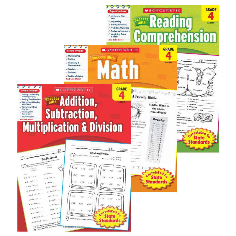 学乐必赢4级系列3册scholastic success with math,grade4