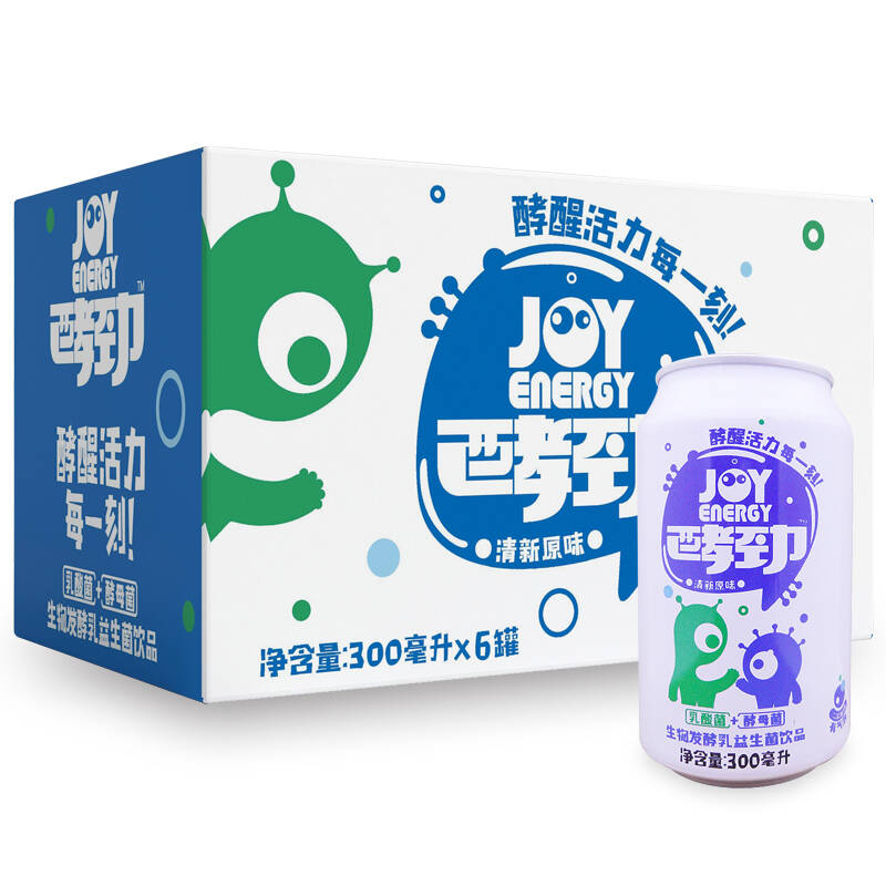 【京东超市】酵劲 生物发酵乳益生菌饮品(清新原味)300ml*6罐(六连包)