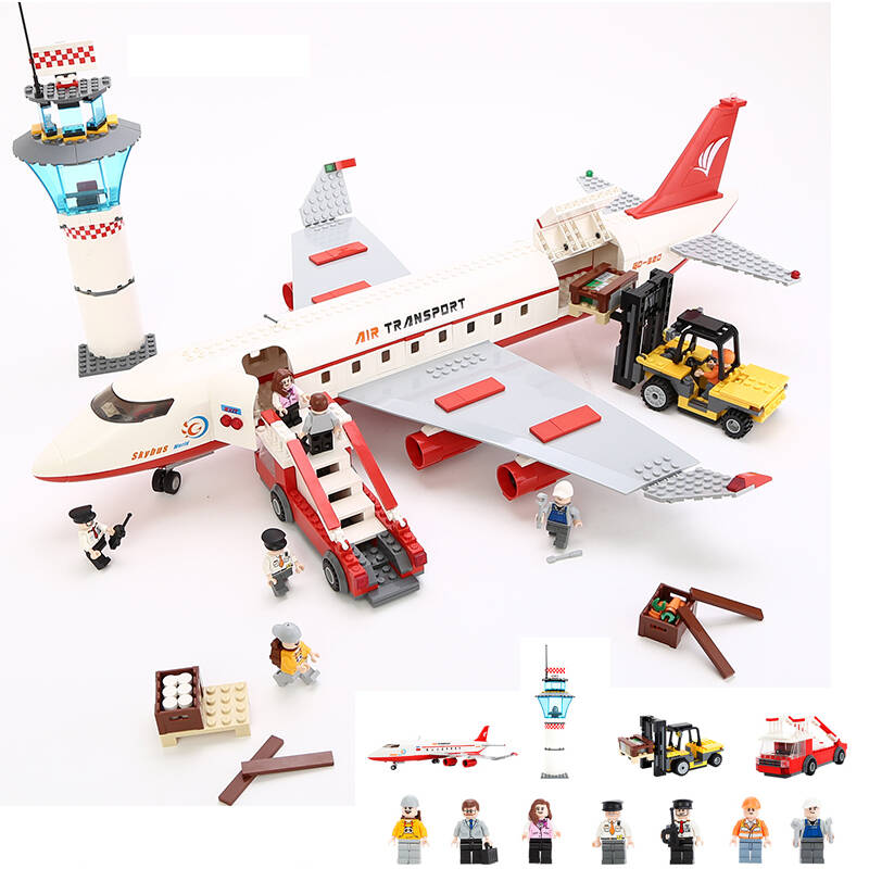 新乐新积木古迪国际机场私人飞机拼装益智儿童玩具兼容乐高积木 大型