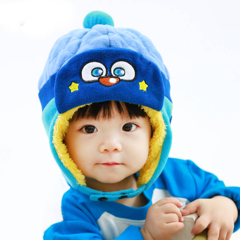 sukerr婴儿韩国保暖护耳帽儿童冬帽新款加厚 男女童冬季帽子 可爱熊猫
