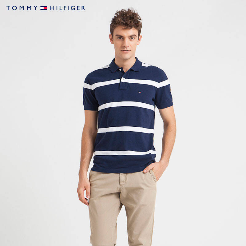 tommy hilfiger 条纹度假休闲短袖polo衫 | 0887828020js 492藏青色