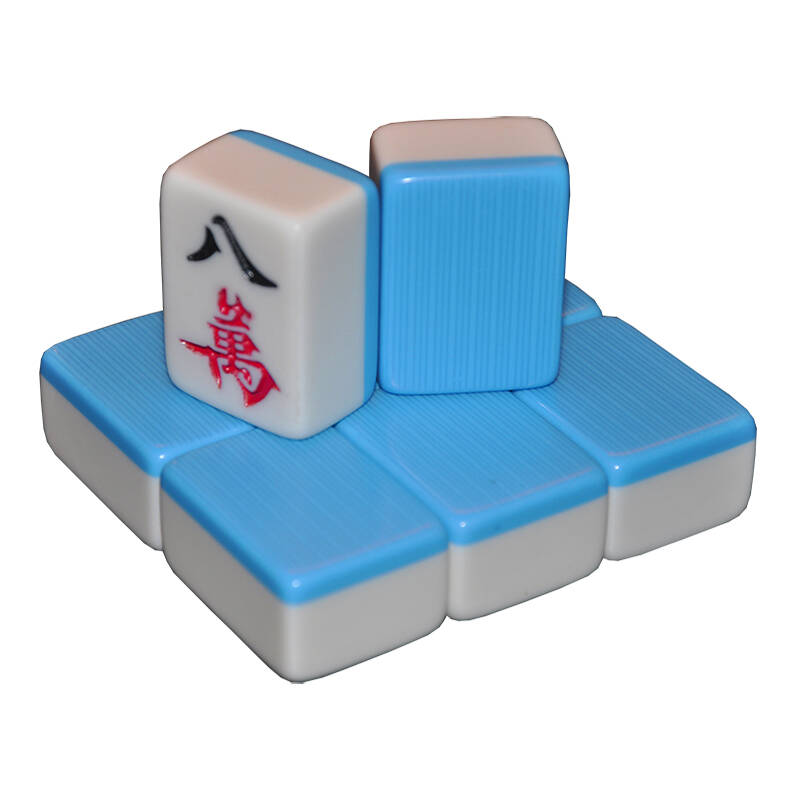 涵艺 密胺树脂麻将牌 家用手搓麻将42mm天蓝色赠桌布