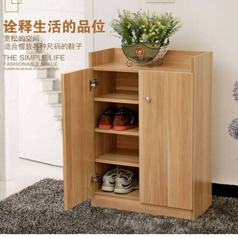 千意爱家具 鞋柜简易鞋架防尘玄关柜 阳台储物柜 大容量加厚结实木质