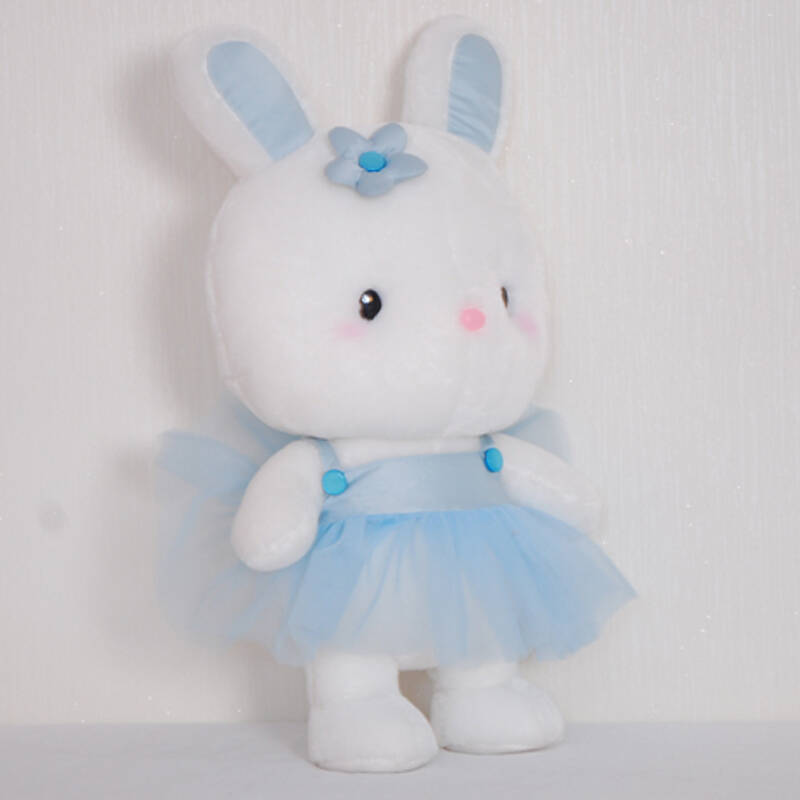 蓝白玩偶情人节情侣兔子 公主款兔子 婚纱芭蕾小兔子毛绒玩具玩偶生日