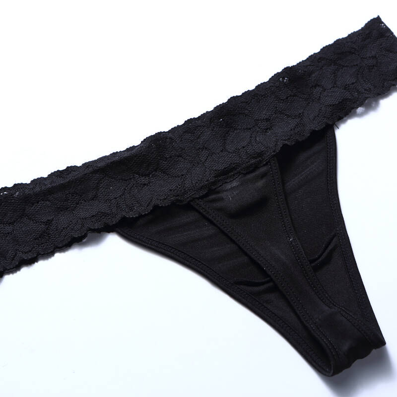 金三塔真丝花边低腰t裤内裤nzw2238 黑色 m