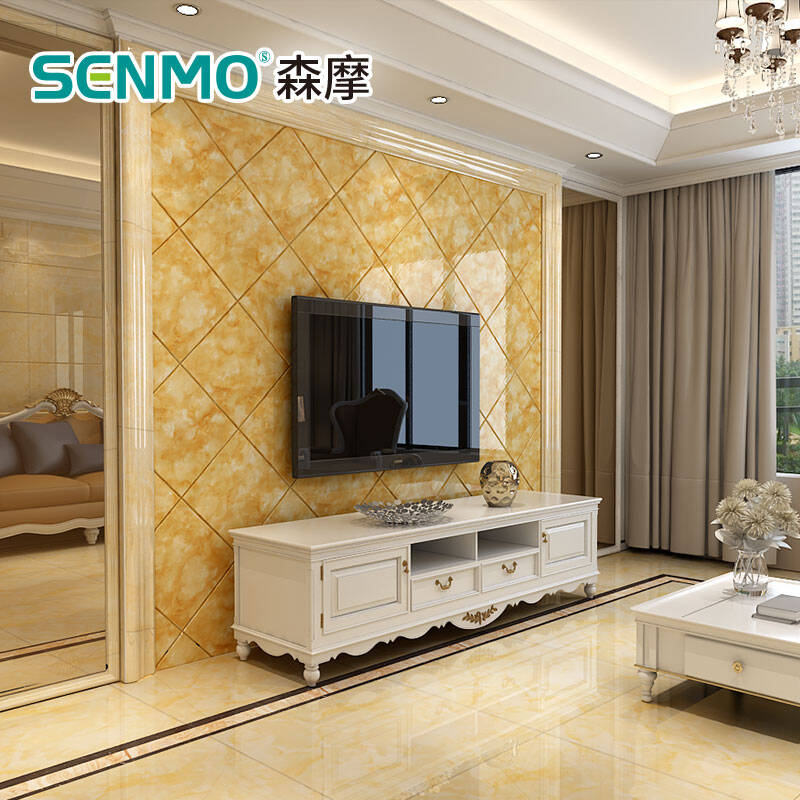 森摩瓷砖电视背景墙 微晶石地砖地板砖 简欧客厅墙砖