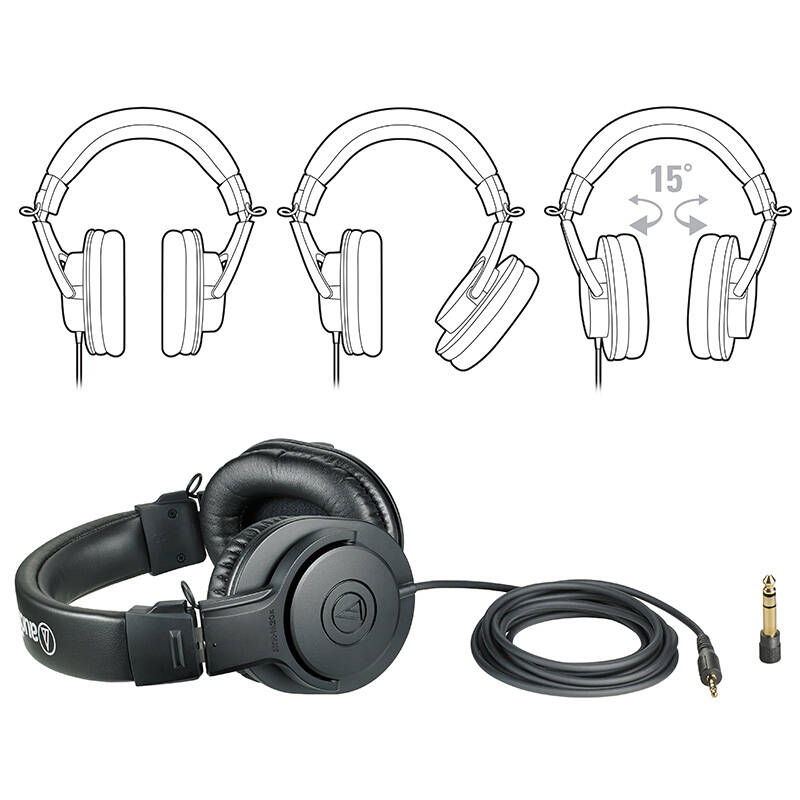 audio technica/铁三角 ath-m20x/m30x 录音室专用 专业监听耳机 ath