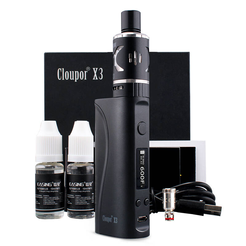 克莱鹏x3电子烟套装mini大烟雾温控蒸汽烟戒烟产品送烟油 黑色